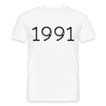 Année de naissance 1991 Anniversaire - T-shirt homme - blanc - Devant - AI Model Male 178 dark (178cm)