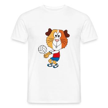 VOLLEYBALL - SPORT - MEERSCHWEINCHEN - TIER - Männer T-Shirt - Weiß - Vorne - AI Model Male 178 dark (178cm)