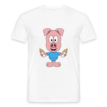 SCHWEIN - FLÄSCHCHEN - BABY - NACHWUCHS - TIERISCH - Männer T-Shirt - Weiß - Vorne - AI Model Male 178 dark (178cm)