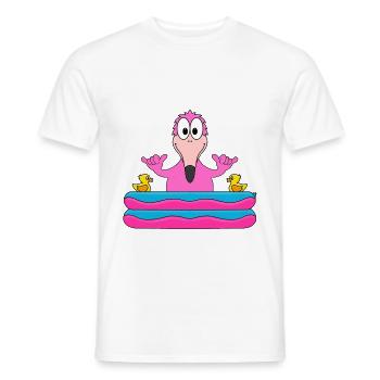 FLAMINGO - PLANSCHBECKEN - SOMMER - BADEN - SHAKA - Männer T-Shirt - Weiß - Vorne - AI Model Male 178 dark (178cm)