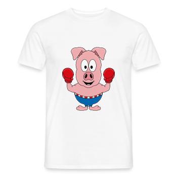BOXER - SCHWEIN - BOXEN - KAMPFSPORT - TIER - Männer T-Shirt - Weiß - Vorne - AI Model Male 178 dark (178cm)