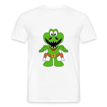 COWBOY - WESTERN - KROKODIL - SHERIFF - PISTOLEN - Männer T-Shirt - Weiß - Vorne - AI Model Male 178 dark (178cm)
