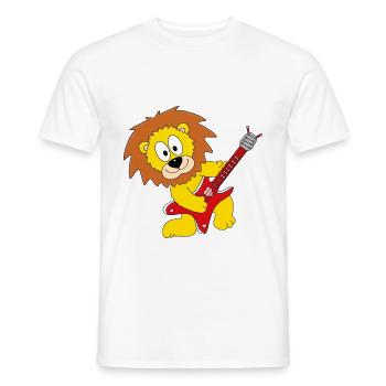 LÖWE - GITARRE - MUSIK - GITARRIST - LIEBE - TIER - Männer T-Shirt - Weiß - Vorne - AI Model Male 178 dark (178cm)