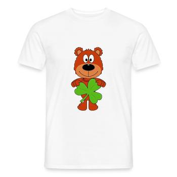 TEDDY - BÄR - TEDDYBÄR - KLEE - KLEEBLATT - Männer T-Shirt - Weiß - Vorne - AI Model Male 178 dark (178cm)