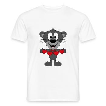 PANTHER - LIEBE - LOVE - HERZEN - TIERISCH - Männer T-Shirt - Weiß - Vorne - AI Model Male 178 dark (178cm)
