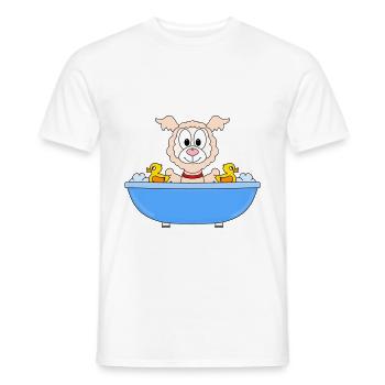 ALPAKA - LAMA - BADEWANNE - TIER - TIERISCH - Männer T-Shirt - Weiß - Vorne - AI Model Male 178 dark (178cm)