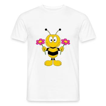 BIENE - BLUMEN - BIENCHEN MIT BLÜMCHEN - Männer T-Shirt - Weiß - Vorne - AI Model Male 178 dark (178cm)