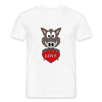WILDSCHWEIN - TIER - LIEBE - LOVE - Männer T-Shirt - Weiß - Vorne - AI Model Male 178 dark (178cm)