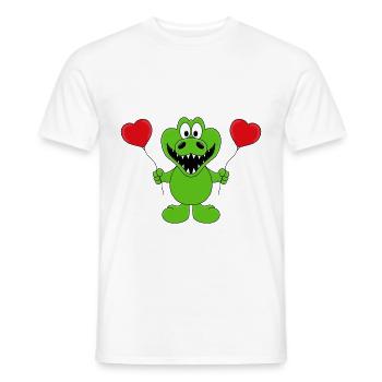 KROKODIL - LUFTBALLONS - LIEBE - LOVE - TIER - Männer T-Shirt - Weiß - Vorne - AI Model Male 178 dark (178cm)