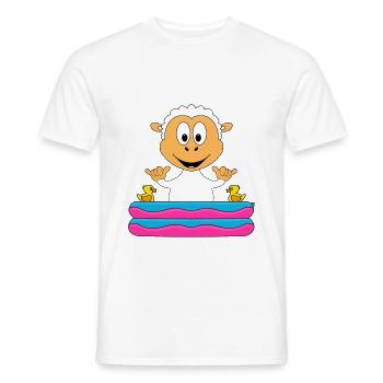 SCHAF - SHAKA - POOL - PLANSCHBECKEN - SOMMER - Männer T-Shirt - Weiß - Vorne - AI Model Male 178 dark (178cm)