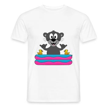 PLANSCHBECKEN - SOMMER - POOL - PANTHER - TIER - Männer T-Shirt - Weiß - Vorne - AI Model Male 178 dark (178cm)