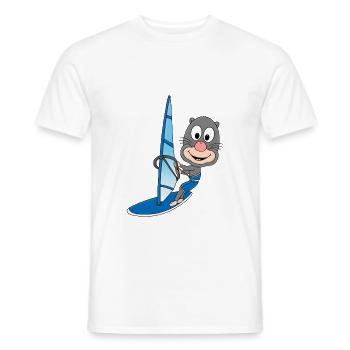 WINDSURFEN - MAULWURF - WINDSURFER - WASSERSPORT - Männer T-Shirt - Weiß - Vorne - AI Model Male 178 dark (178cm)
