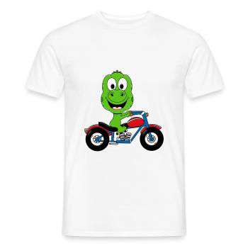 DINOSAURIER - MOTORRAD - BIKER - MOTORSPORT - Männer T-Shirt - Weiß - Vorne - AI Model Male 178 dark (178cm)