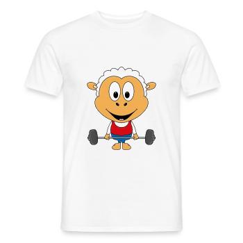SCHAF - FITNESS - SPORT - GEWICHTHEBER - Männer T-Shirt - Weiß - Vorne - AI Model Male 178 dark (178cm)