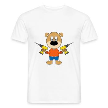 TEDDY - BÄR - HEIMWERKER - HANDWERKER - BOHRER - Männer T-Shirt - Weiß - Vorne - AI Model Male 178 dark (178cm)