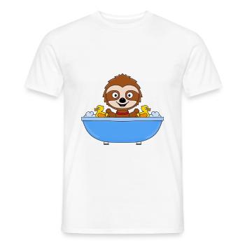 FAULTIER - BADEWANNE - BAD - BADEZIMMER - ENTEN - Männer T-Shirt - Weiß - Vorne - AI Model Male 178 dark (178cm)