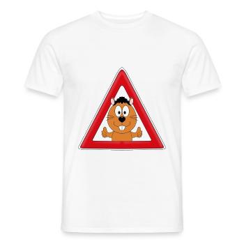 ACHTUNG - BIBER - OTTER - MARDER - TIERISCH - Männer T-Shirt - Weiß - Vorne - AI Model Male 178 dark (178cm)