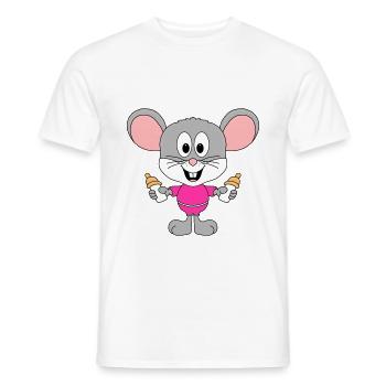 MAUS - BABY - FLÄSCHCHEN - GEBURT - KIND - TIER - Männer T-Shirt - Weiß - Vorne - AI Model Male 178 dark (178cm)