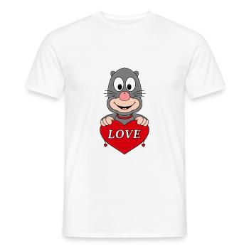 MAULWURF - HERZ - LIEBE - LOVE - TIER - VERLIEBT - Männer T-Shirt - Weiß - Vorne - AI Model Male 178 dark (178cm)