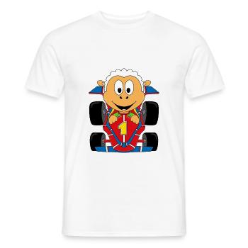 SCHAF - AUTO - RENNFAHRER - MOTORSPORT - TIER - Männer T-Shirt - Weiß - Vorne - AI Model Male 178 dark (178cm)