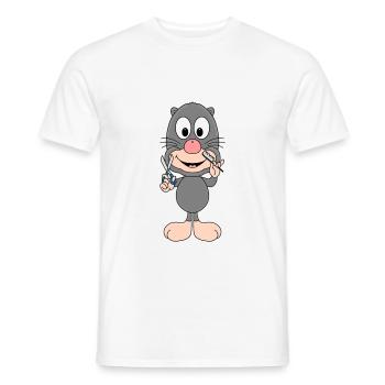 MAULWURF - FRISEUR - BERUF - FRISUR - TIER - Männer T-Shirt - Weiß - Vorne - AI Model Male 178 dark (178cm)