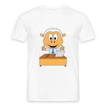 SCHAF - SCHREIBTISCH - ARBEIT - CHEF - MITARBEITER - Männer T-Shirt - Weiß - Vorne - AI Model Male 178 dark (178cm)