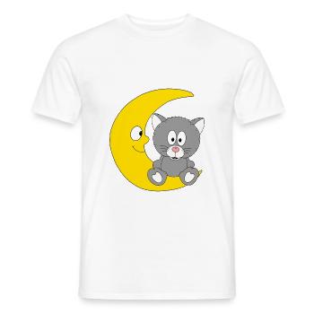 KATZE - MOND - TIER - KIND - BABY - FUN - Männer T-Shirt - Weiß - Vorne - AI Model Male 178 dark (178cm)