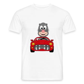 MAULWURF - CABRIO - AUTO - TIER - TIERISCH - FUN - Männer T-Shirt - Weiß - Vorne - AI Model Male 178 dark (178cm)