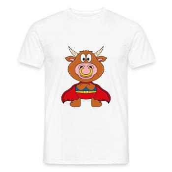 BULLE - KUH - STIER - SUPERHELD - TIER - BABY - Männer T-Shirt - Weiß - Vorne - AI Model Male 178 dark (178cm)