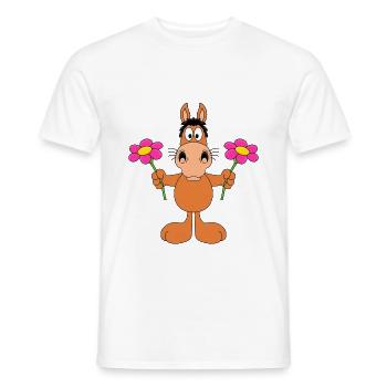 PFERD - PONY - BLUMEN - REITEN - LIEBE - LOVE - Männer T-Shirt - Weiß - Vorne - AI Model Male 178 dark (178cm)