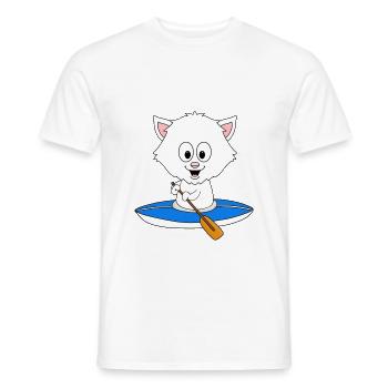 KANU - KAJA - WASSERSPORT - TIER - KATZE - FUN - Männer T-Shirt - Weiß - Vorne - AI Model Male 178 dark (178cm)