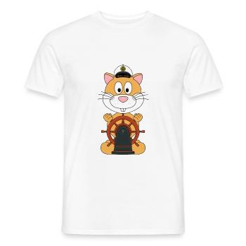 HAMSTER - KAPITÄN - MEER - SEE - SEEFAHRER - BOOT - Männer T-Shirt - Weiß - Vorne - AI Model Male 178 dark (178cm)