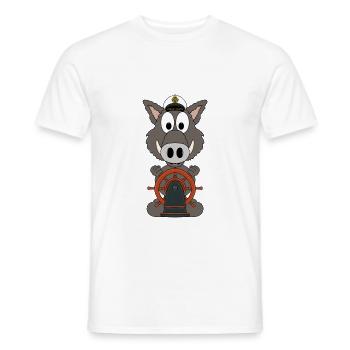 WILDSCHWEIN - KAPITÄN - MEER - SEE - TIER - BOOT - Männer T-Shirt - Weiß - Vorne - AI Model Male 178 dark (178cm)