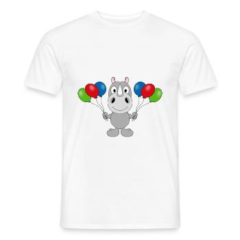 NASHORN - LUFTBALLONS - TIER - KIND - BABY - Männer T-Shirt - Weiß - Vorne - AI Model Male 178 dark (178cm)