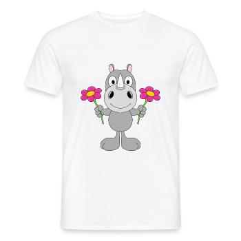 NASHORN - BLUMEN - TIER - GESCHENK - LIEBE - BABY - Männer T-Shirt - Weiß - Vorne - AI Model Male 178 dark (178cm)