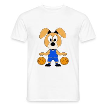 HUND - BASKETBALL - SPORT - TIER - KIND - BABY - Männer T-Shirt - Weiß - Vorne - AI Model Male 178 dark (178cm)