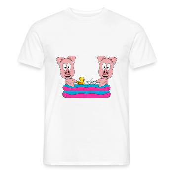 SCHWEINE - POOL - PLANSCHBECKEN - TIERE - FUN - Männer T-Shirt - Weiß - Vorne - AI Model Male 178 dark (178cm)