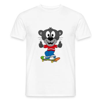 PANTHER - SKATEBOARD - TIER - KIND - BABY - SPORT - Männer T-Shirt - Weiß - Vorne - AI Model Male 178 dark (178cm)