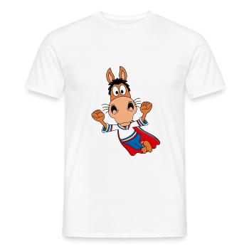 PFERD - PONY - SUPERHELD - TIER - KIND - BABY - Männer T-Shirt - Weiß - Vorne - AI Model Male 178 dark (178cm)