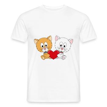 LIEBE - LOVE - KATZEN - KATZE - TIER - KIND - BABY - Männer T-Shirt - Weiß - Vorne - AI Model Male 178 dark (178cm)