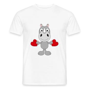 LIEBE - LOVE - NASHORN - TIER - KIND - BABY - FUN - Männer T-Shirt - Weiß - Vorne - AI Model Male 178 dark (178cm)