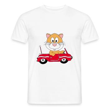 HAMSTER - AUTO - TIER - KIND - BABY - TIERISCH - Männer T-Shirt - Weiß - Vorne - AI Model Male 178 dark (178cm)