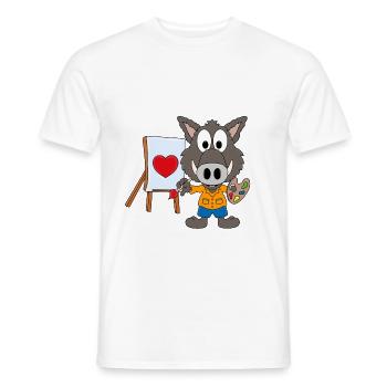 WILDSCHWEIN - MALER - KÜNSTLER - KUNST - LIEBE - Männer T-Shirt - Weiß - Vorne - AI Model Male 178 dark (178cm)
