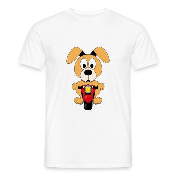 HUND - MOTORRAD - BIKER - TIER - KIND - BABY - Männer T-Shirt - Weiß - Vorne - AI Model Male 178 dark (178cm)