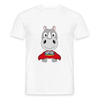 SUPERHELD - NASHORN - TIER - KIND - BABY - FUN - Männer T-Shirt - Weiß - Vorne - AI Model Male 178 dark (178cm)