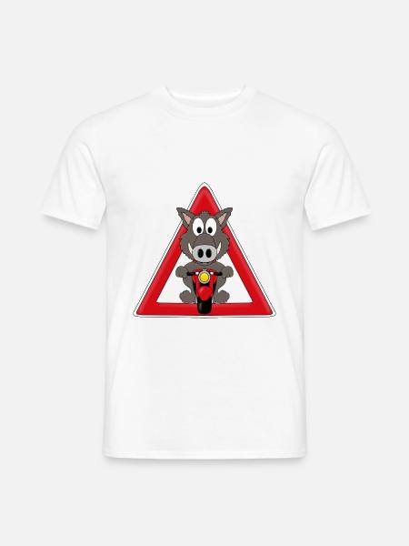 ACHTUNG WILDSCHWEIN - WILDE SAU - WILDSAU - BIKER - Männer T-Shirt - Weiß