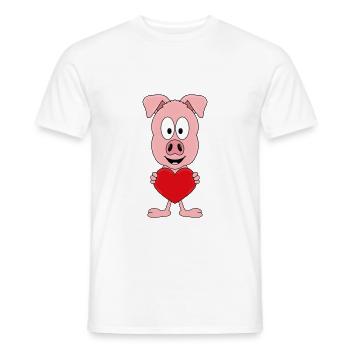 SCHWEIN - LIEBE - HERZ - BAUERNHOF - TIER - LOVE - Männer T-Shirt - Weiß - Vorne - AI Model Male 178 dark (178cm)