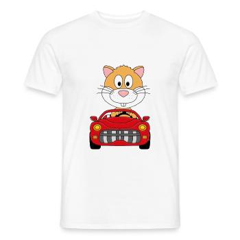 HAMSTER - AUTO - TIER - TIERISCH - KIND - BABY - Männer T-Shirt - Weiß - Vorne - AI Model Male 178 dark (178cm)