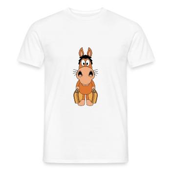 PFERD - KOFFER - REISE - URLAUB - FERIEN - AUSZEIT - Männer T-Shirt - Weiß - Vorne - AI Model Male 178 dark (178cm)