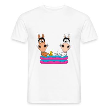PFERDE - PLANSCHBECKEN - SOMMER - LIEBE - PONYS - Männer T-Shirt - Weiß - Vorne - AI Model Male 178 dark (178cm)